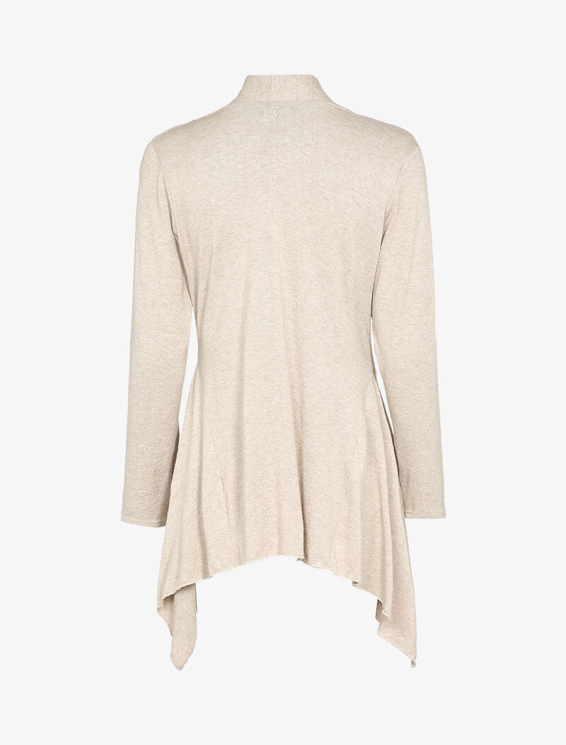 Gilet péplum asymétrique à fermeture crochetée - Beige - 2
