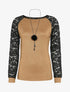 Pull à manches raglan en dentelle - Camel - 4