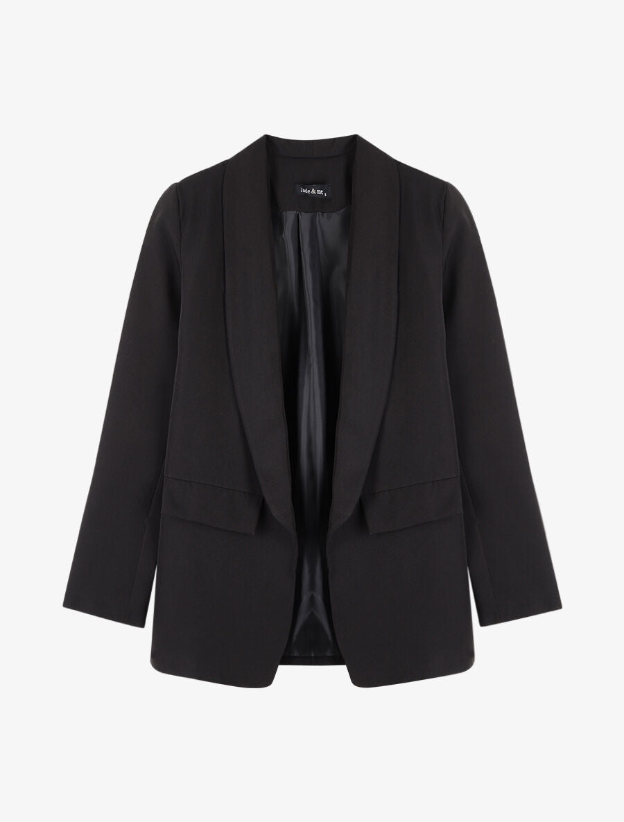 Blazer à col tailleur et poches décoratives - Noir - 1