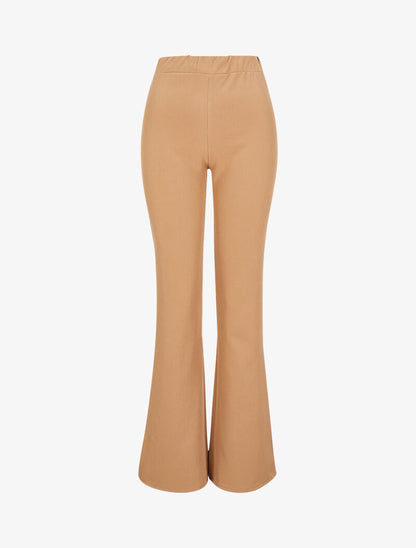 Pantalon flare extra long à bords fendus - Beige - 1