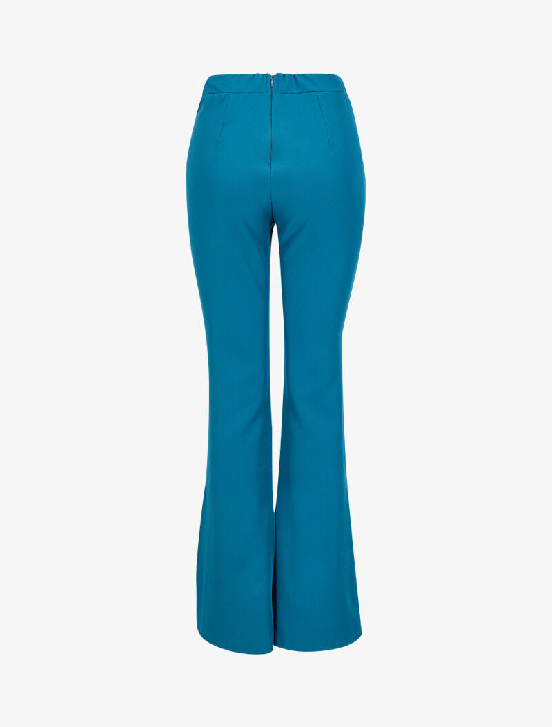Pantalon flare extra long à bords fendus - Bleu canard - 2