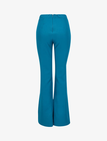 Pantalon flare extra long à bords fendus - Bleu canard - 2
