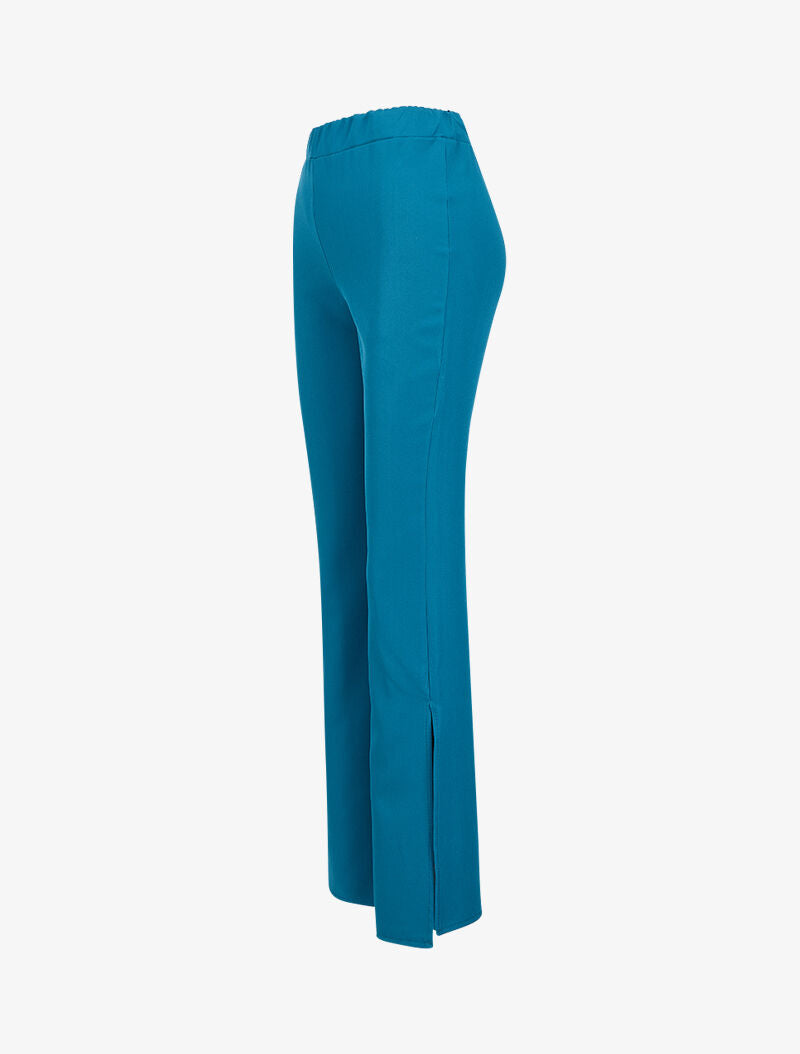 Pantalon flare extra long à bords fendus - Bleu canard - 3