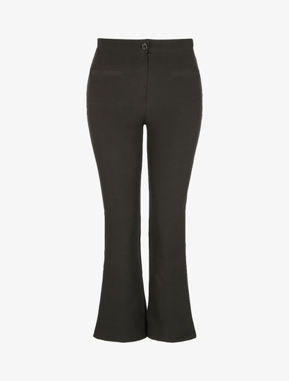 Pantalon taille standard coupe flare - Noir - 1