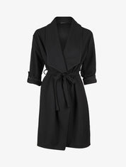 Veste longue à col châle et pans biseautés - Noir - 1