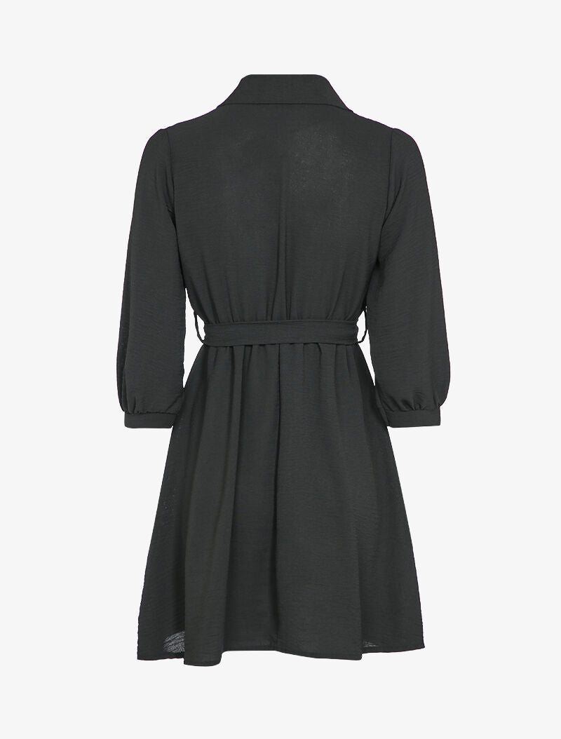Robe chemise coupe patineuse - Noir - 2