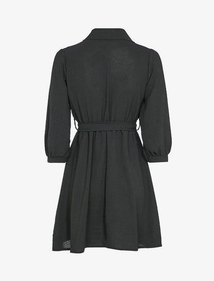 Robe chemise coupe patineuse - Noir - 2