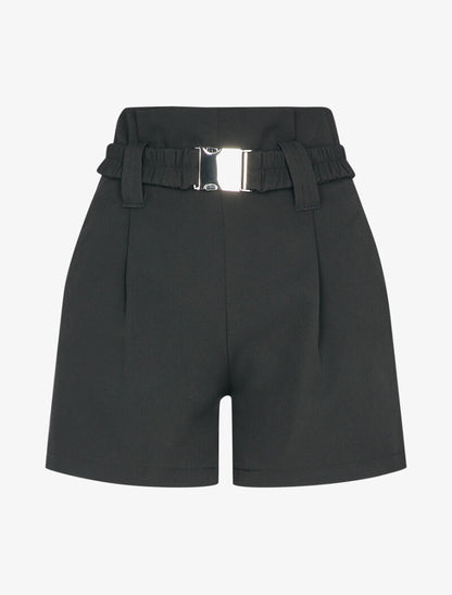 Short casual à taille haute - Noir - 1