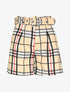 Short ceinturé imprimé tartan - Beige - 1