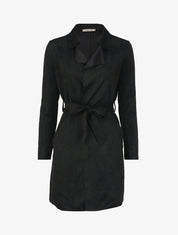 Veste style trench en suédine - Noir - 1