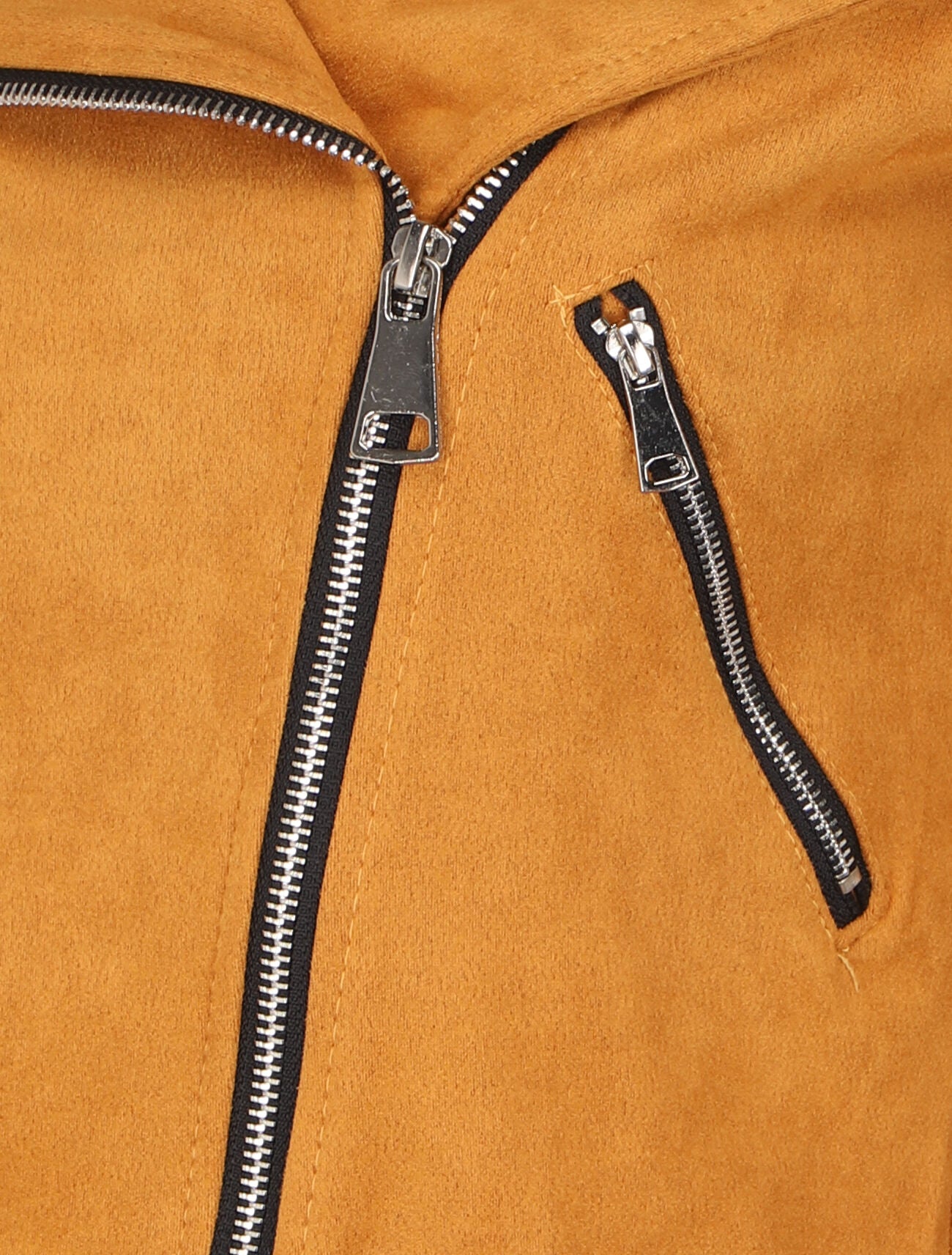 Perfecto court en suédine à poches zippées - Moutarde - 3