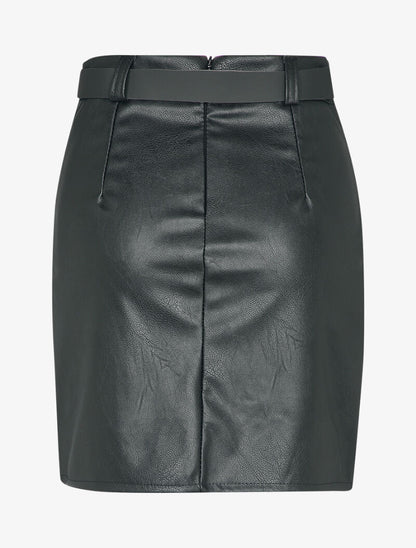 Jupe en simili cloutée à bords asymétriques - Noir - 2