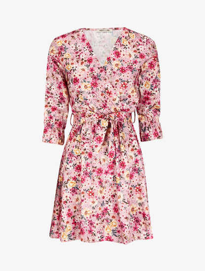 Robe satinée à imprimé à fleurs - Rose - 1