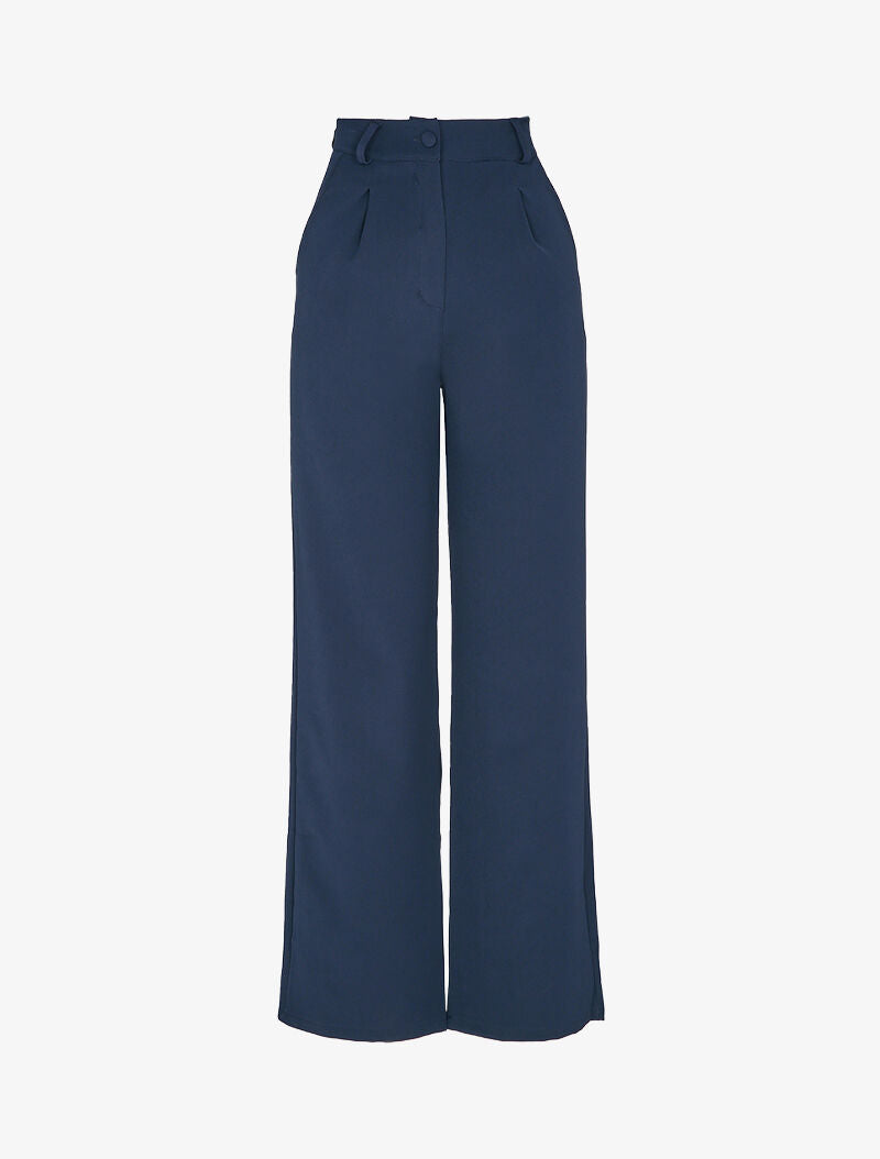 Pantalon large à pince - Marine - 1