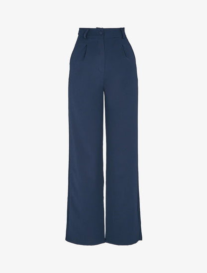Pantalon large à pince - Marine - 1