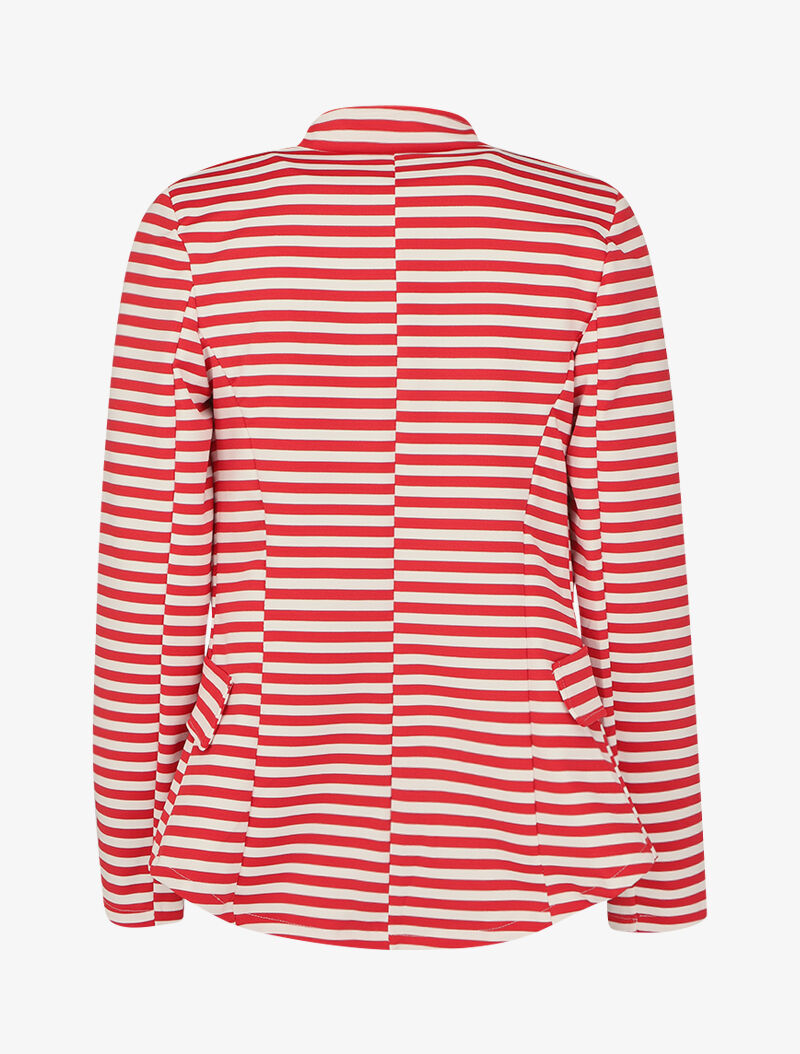 Veste à imprimé rayé et col mao - Rouge - 2
