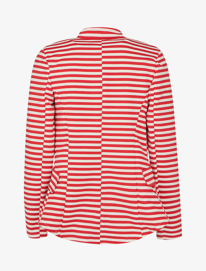 Veste à imprimé rayé et col mao - Rouge - 2