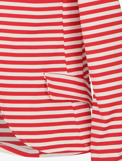 Veste à imprimé rayé et col mao - Rouge - 3