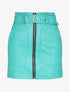 Mini jupe en simili à zip et grandes poches - Turquoise - 4