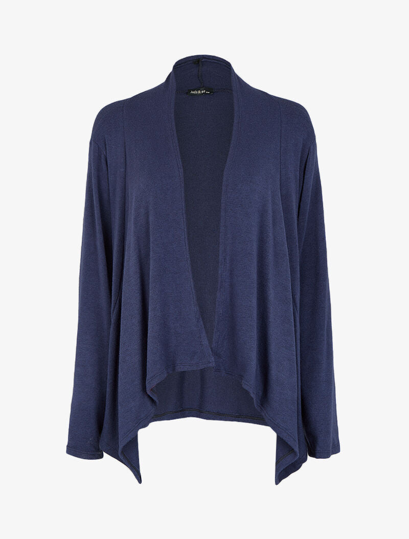 Gilet col châle et pans asymétriques - Marine - 1