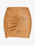 Mini-jupe drapée et boutonnée en simili - Beige - 1