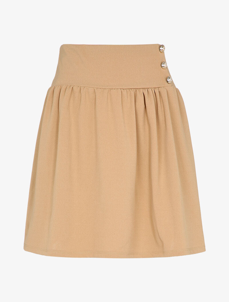Jupe taille haute patineuse - Beige - 1