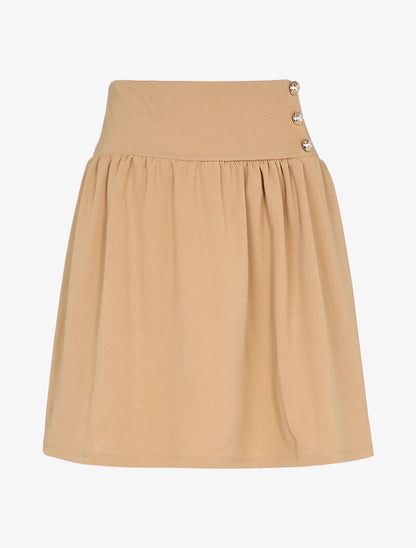 Jupe taille haute patineuse - Beige - 1