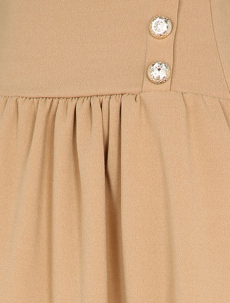 Jupe taille haute patineuse - Beige - 3