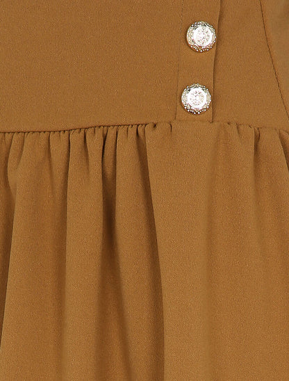 Jupe taille haute patineuse - Camel - 3