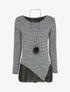 Pull à carreaux et bords asymétriques à détail voile - Gris clair - 1