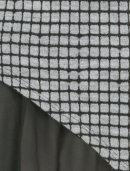 Pull à carreaux et bords asymétriques à détail voile - Gris clair - 3