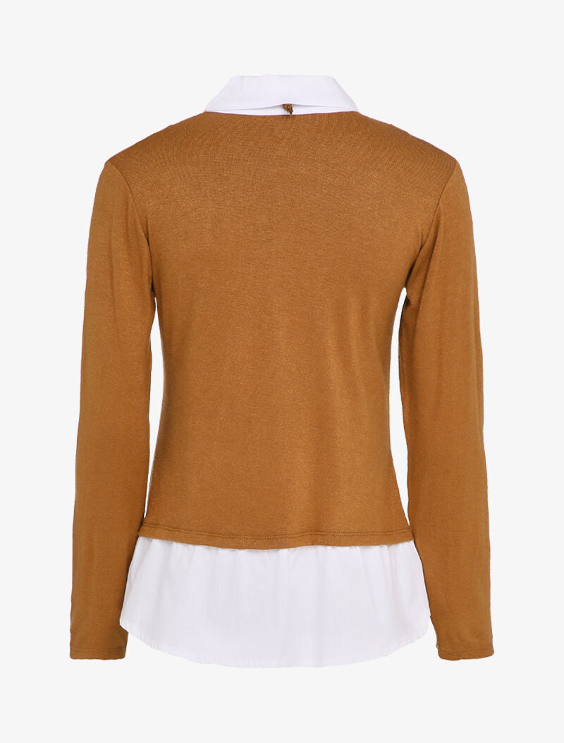Pull à doublure style chemise en trompe l&