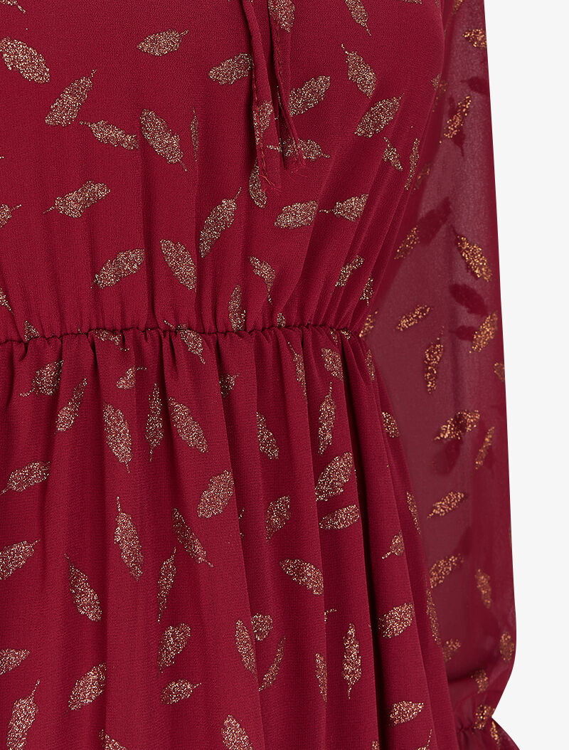 Robe en voile à feuilles pailletées - Lie de vin - 3