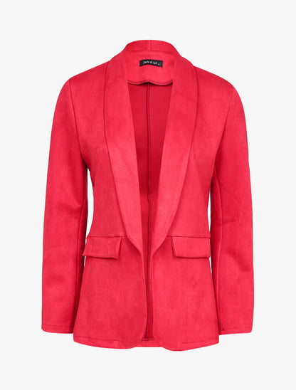 Blazer en suédine à col tailleur et poches en trompe l&