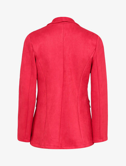 Blazer en suédine à col tailleur et poches en trompe l&