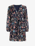 Robe patineuse cache-coeur à motif roses - Bleu marine - 4