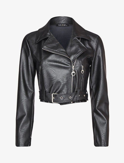 Perfecto court en simili à poches en trompe l&