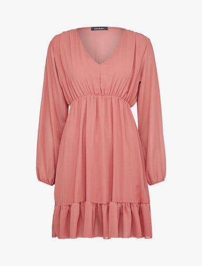 Robe patineuse mi-longue volantée - Rose - 3
