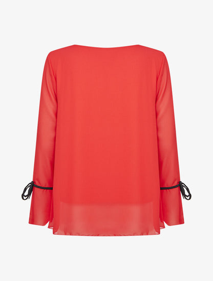Top en voile asymétrique coupe oversize - Rouge - 2