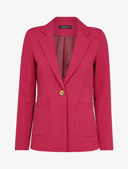 Blazer à poches plaquées et épaulettes - Rouge - 3