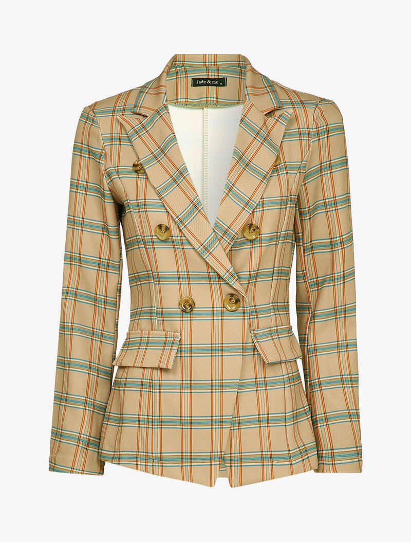 Blazer imprimé tartan - Beige - 1