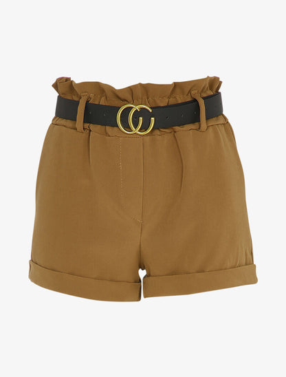 Short paperbag à revers - Camel - 1