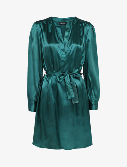 Robe droite satinée - Vert - 1