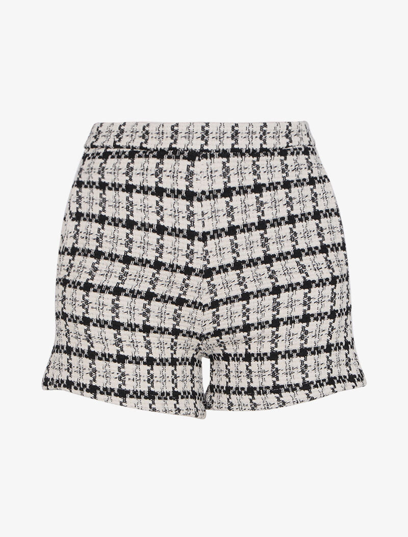 Mini short taille haute en tweed - Noir - 5