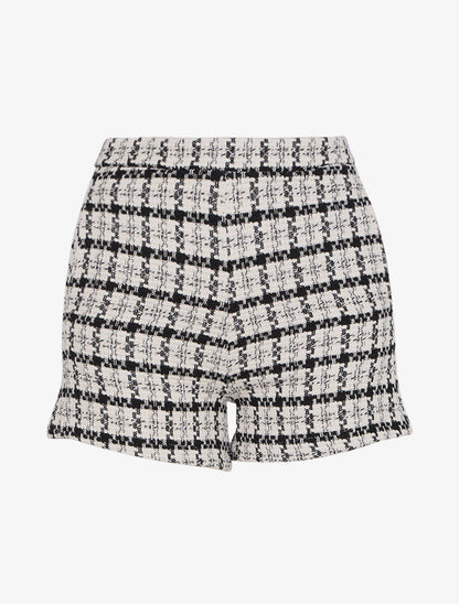 Mini short taille haute en tweed - Noir - 5