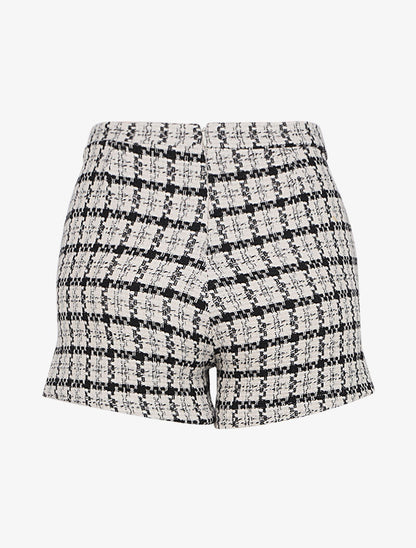 Mini short taille haute en tweed - Noir - 3