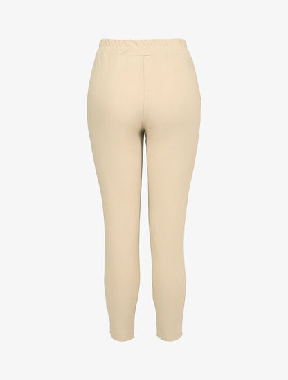 Pantalon 7/8 à taille élastiquée - Beige - 2