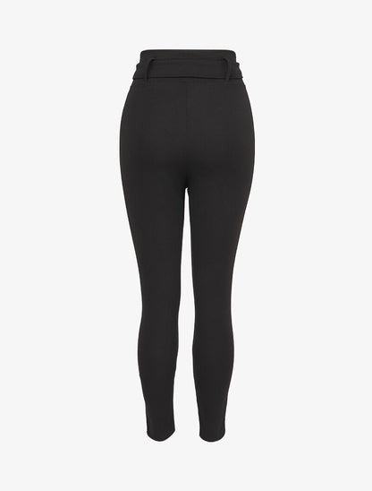 Pantalon taille haute à fermeture à zip stylisé - Noir - 2