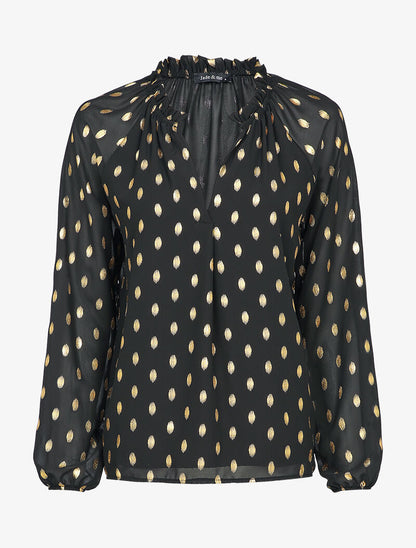 Blouse irisée à col stylisé - Noir - 1
