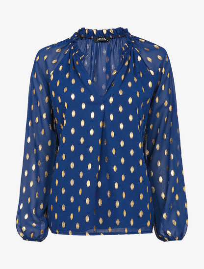 Blouse irisée à col stylisé - Bleu marine - 4